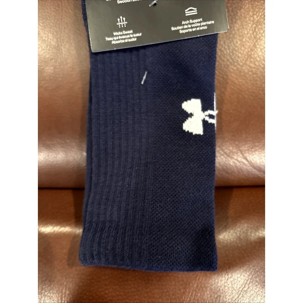 Under Armour Team Crew Socks Blue Gray Mens Sz 8.5-13 Women 10-14
